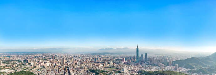 Skyline of taipei city in downtown Taipei, Taiwan.