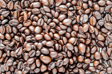 Coffee beans background close-up. Coffee background