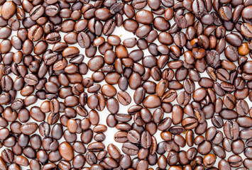 Coffee beans background close-up. Coffee background