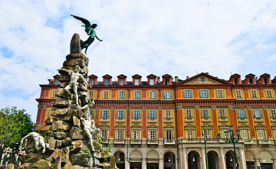Statuto square and Frejus monument, Turin, Italy