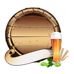 Old wooden barrel with beer
