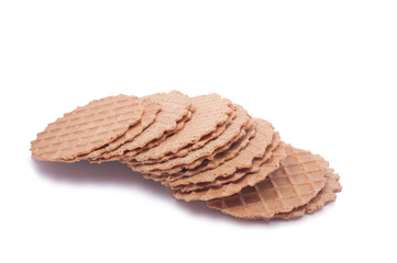 Wafers stack snack for breakfast isolated on the white