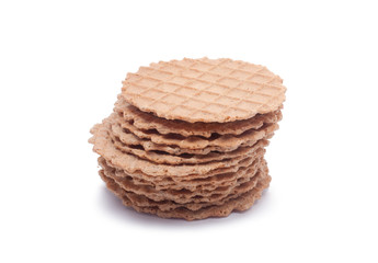 Wafers stack snack for breakfast isolated on the white