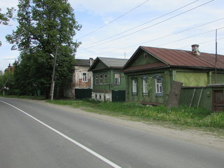 Russia, Vladimir region, Mstera, street, wooden houses