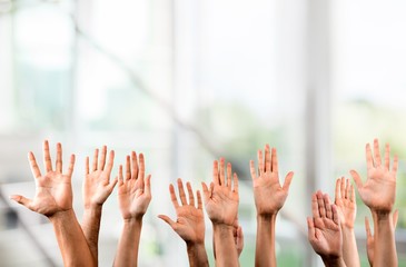 Set of raised hands