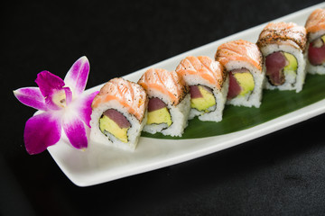 Sushi on a white plate