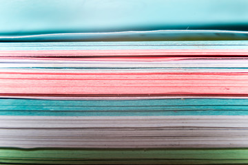 close-up stack of paper