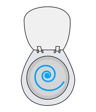 A whirl in the toilet, flushed water