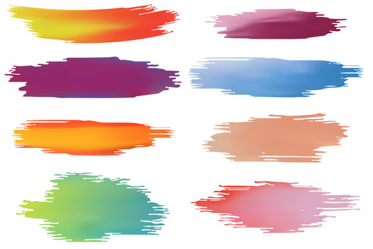 Colorful Paint Stroke Brushes Set