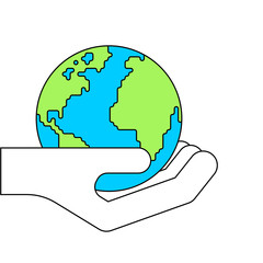 Earth in Palm up. planet Vector illustration