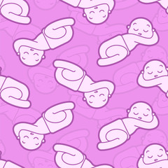 Baby pattern seamless. Newborn background. kid in diaper. Vector illustration