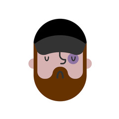 Homeless face. Beggars head, Poor portrait. bum hobo Vector illustration