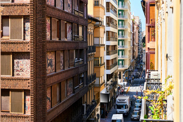 Narrow streets of Alicante city center. Spain