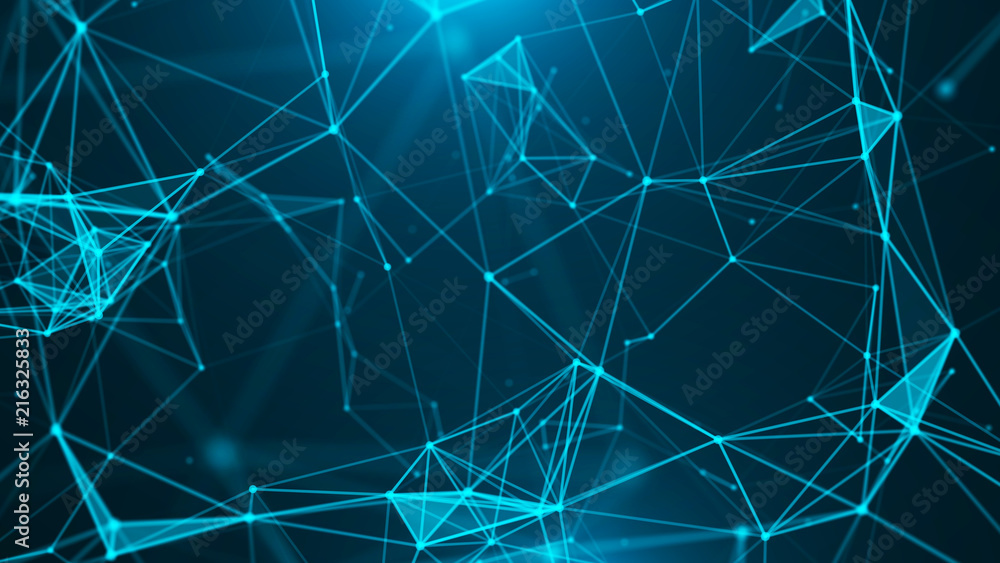 Aufkleber Abstract digital background. Big data visualization. Network connection structure. Science background. 3D rendering.
