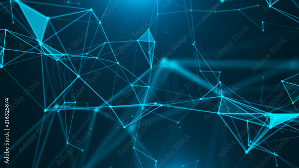 Leinwandbilder Abstract digital background. Big data visualization. Network connection structure. Science background. 3D rendering.