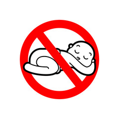 Stop kid. Ban Baby. childfree symbol.  Red prohibitory road sign. Vector illustration
