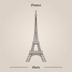 Fototapeta na wymiar Eiffel Tower, Paris. France. Vector illustration