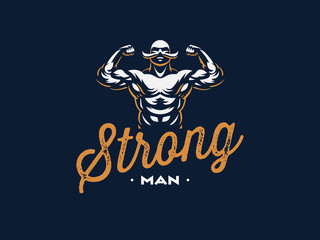 A vintage strong man with a mustache.