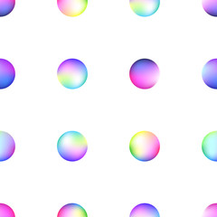 Plastic 3d colorful shapes. Rainbow. Seamless dot pattern vector background. Perfect for wallpapers, web page, surface textures, textile, invitations, clothing, cards, designs products