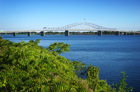 Blue Bridge Over Columbia River In Tri-cities Washington State