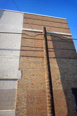 urban back alley with brick building