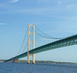 Mackinac Bridge between Lake Michigan andLake Huron