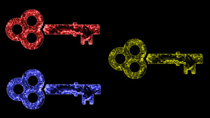 Key 003 Red Blue YellowColor 4K Resolution Black Background