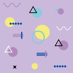 Abstract colorful pattern in trendy memphis style. Background for printing brochure, poster, vintage textile design, cover, banner. Retro 80's - 90's style. Eps 10 vector illustration.