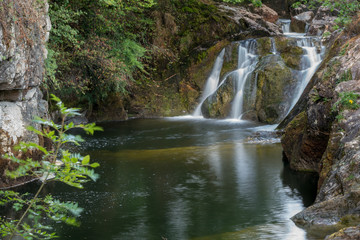 Fototapeta na wymiar View of Beezley Falls on the River Doe near Ingleton in the Yorkshire Dales