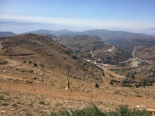 Panoramic view from mount Hermon in Golan Heights in Israel.  Border  with Syria.