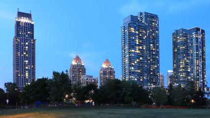 Night view of Mississauga, Ontario downtown