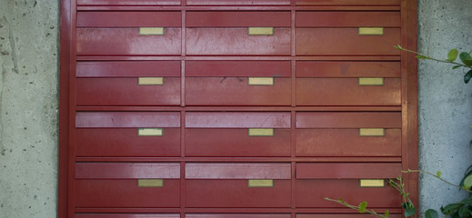 red mailbox or letterboxes, empty, waiting for mail to be received, spam, communication, concept, business, email, italy