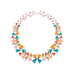 Floral Flower Wreath Frame Flat Design Illustration