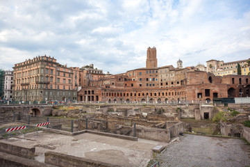 Obraz na płótnie Canvas The Trajan's Forum, an ancient Roman market, housing the Imperial Forum Museum (Museo dei Fori Imperiali), Rome, Italy