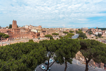Fototapeta na wymiar Rome cityscape, Via dei fori imperiali and Colosseum