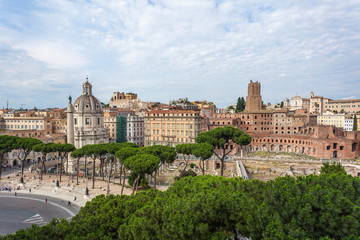 Fototapeta na wymiar View of Trajan's Column and Trajan's Market, Rome, Italy