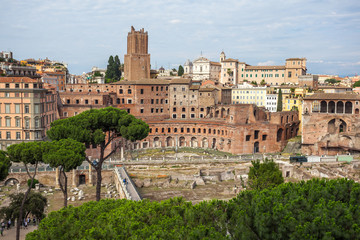Fototapeta na wymiar The Trajan's Forum, an ancient Roman market, housing the Imperial Forum Museum (Museo dei Fori Imperiali), Rome, Italy