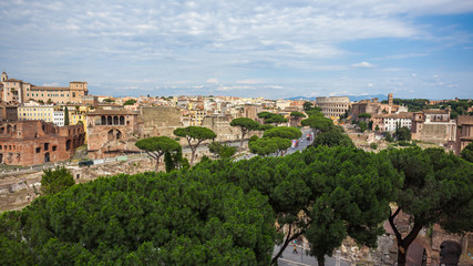 Fototapeta na wymiar Rome cityscape, Via dei fori imperiali and Colosseum