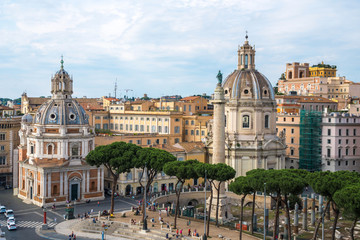 The Church of the Most Holy Name of Mary and the famous Trajan's Column, Rome, Italy