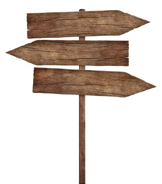 Old Weathered Wood Arrows Sign - Triple Signpost