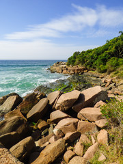 Rocky shore at Brava beach, in Florianopolis - Brazil