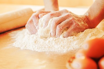 Hands cooking pie