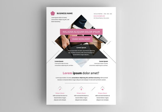 Business Flyer Layout with Pink and Black Accents