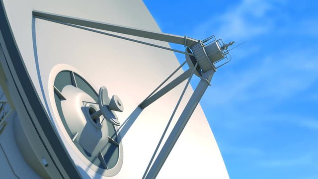 Huge radio telescope aiming close up