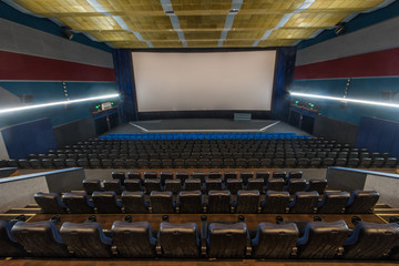 Hall in the cinema with rows of seats