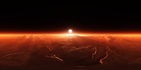 HDRI, Panorama of Mars. Sunset on Mars. Martian surface. © ustas