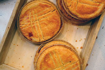 View of Gateau Basque, a specialty cake from the Basque Country in France