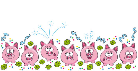 Glücksschweine feiern Party - cartoon-IT