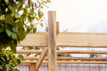 The construction of the shed from boards at their summer cottage.
