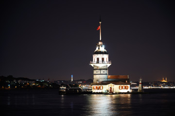 Fototapeta premium Kiz Kulesi or Maiden's Tower in Istanbul - TURKEY. Old historical tower.